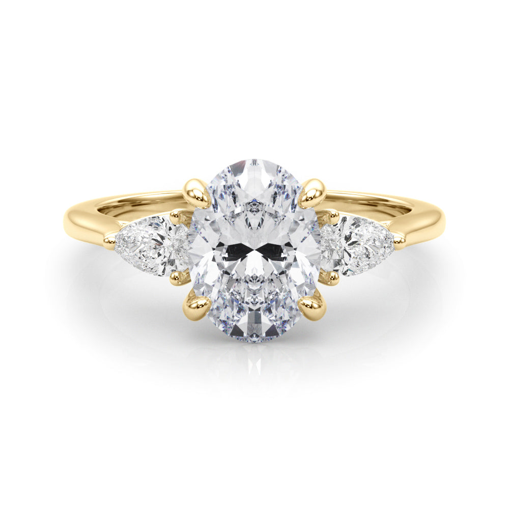 Oval & Pear Three-Stone Diamond Engagement Ring in 10K/14K gold and platinum with certified lab-grown or natural diamonds
