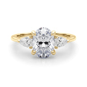 Oval & Pear Three-Stone Diamond Engagement Ring in 10K/14K gold and platinum with certified lab-grown or natural diamonds