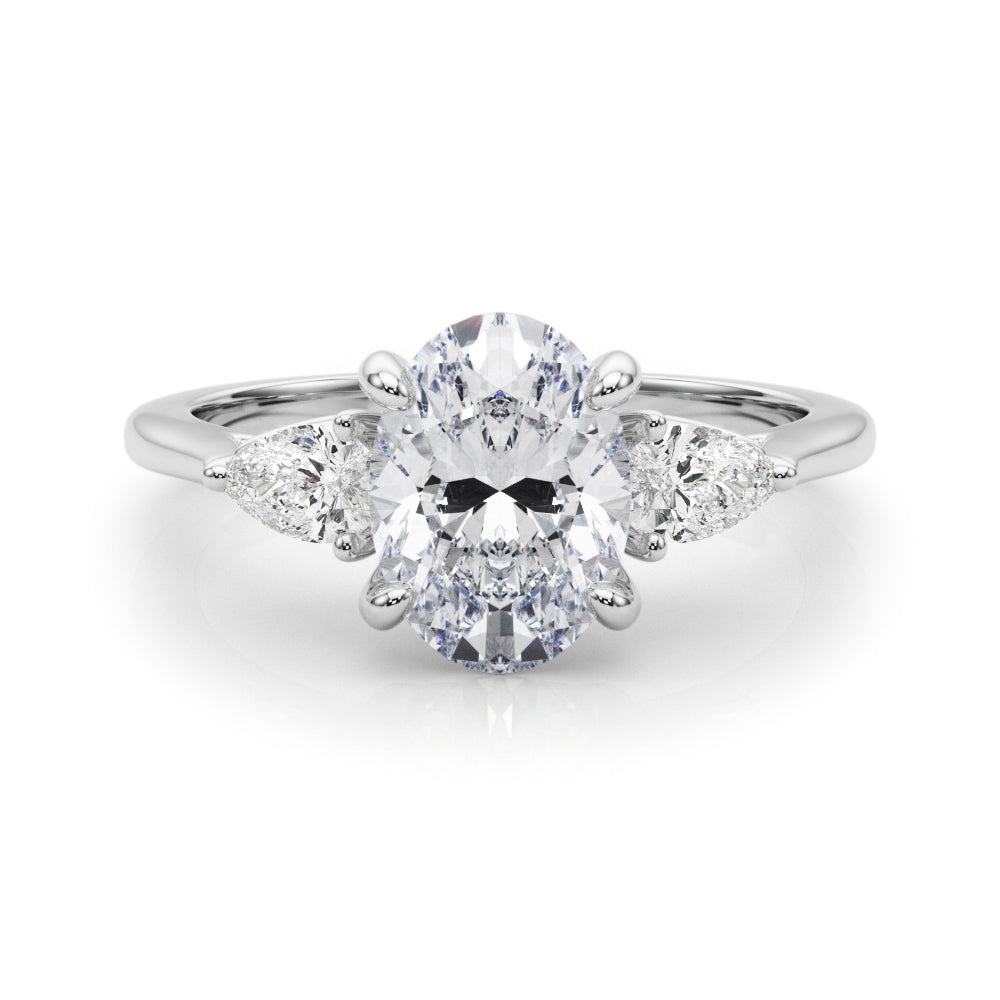 Oval & Pear Three-Stone Diamond Engagement Ring in 10K/14K gold and platinum with certified lab-grown or natural diamonds