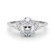 Oval & Pear Three-Stone Diamond Engagement Ring in 10K/14K gold and platinum with certified lab-grown or natural diamonds