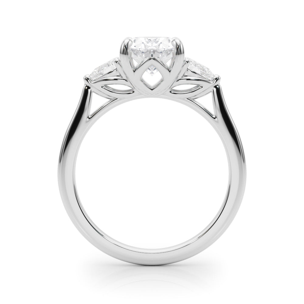 Oval & Pear Three-Stone Diamond Engagement Ring in 10K/14K gold and platinum with certified lab-grown or natural diamonds