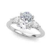 Oval & Pear Three-Stone Diamond Engagement Ring in 10K/14K gold and platinum with certified lab-grown or natural diamonds