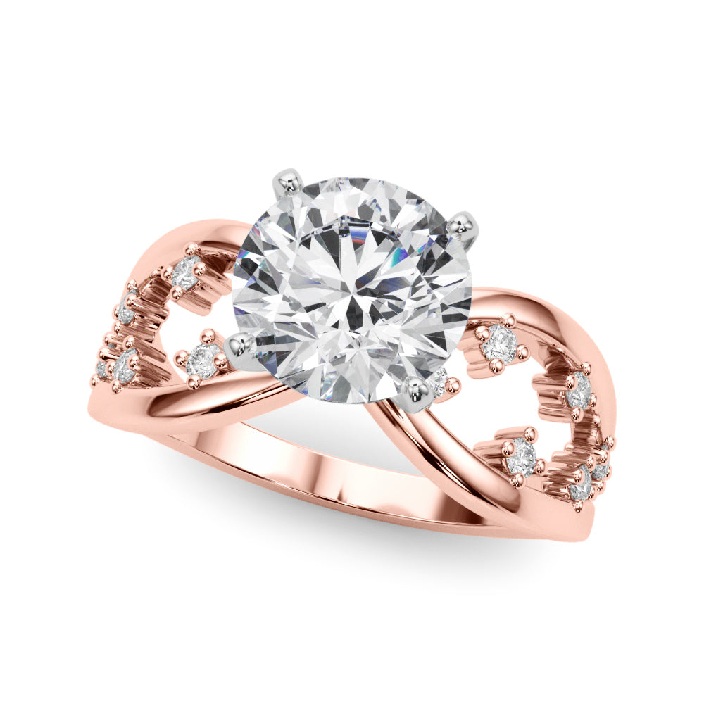 Bespoke Sidestone Round Diamond Engagement Ring in 10K/14K gold and platinum with certified lab-grown or natural diamonds