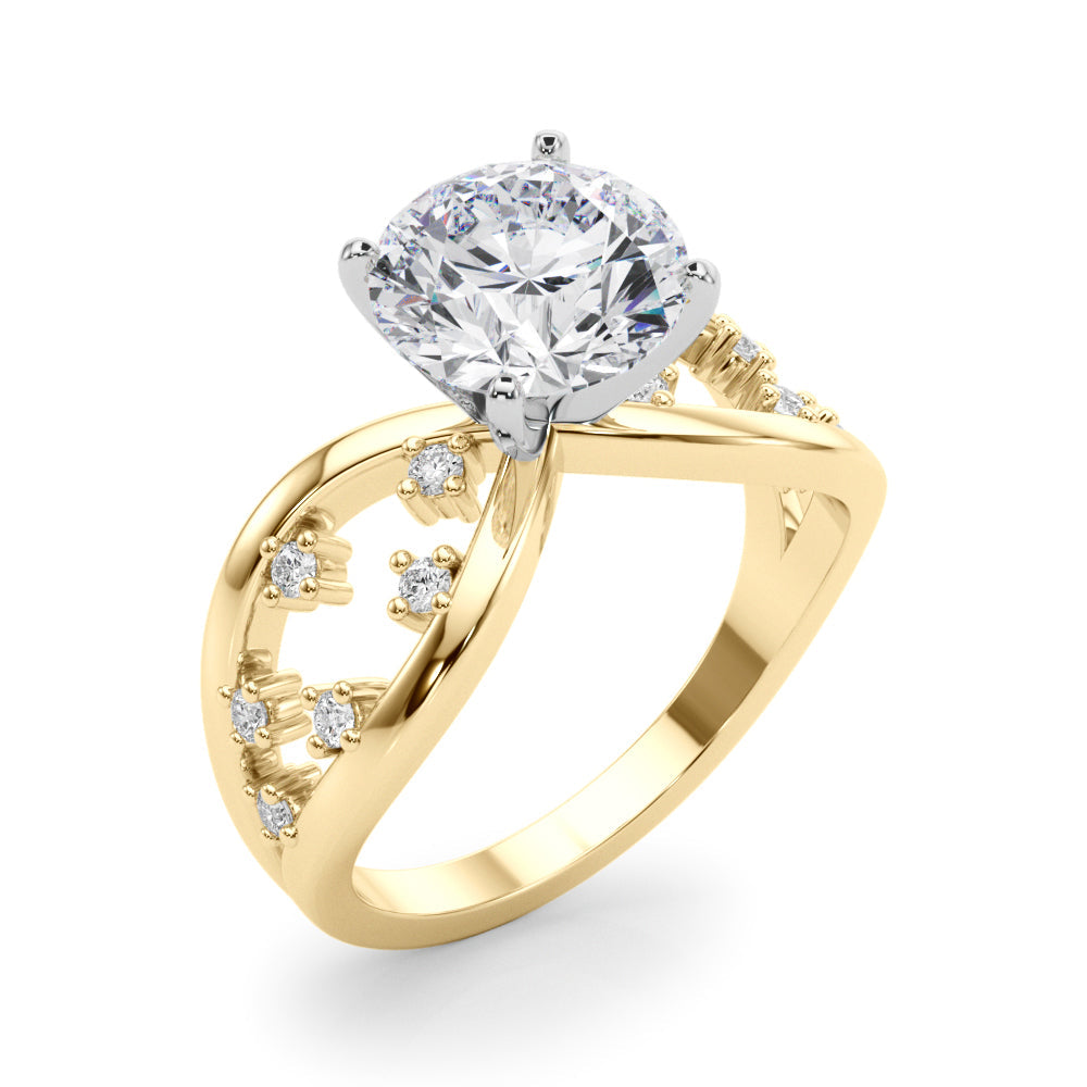 Bespoke Sidestone Round Diamond Engagement Ring in 10K/14K gold and platinum with certified lab-grown or natural diamonds