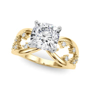 Bespoke Sidestone Round Diamond Engagement Ring in 10K/14K gold and platinum with certified lab-grown or natural diamonds