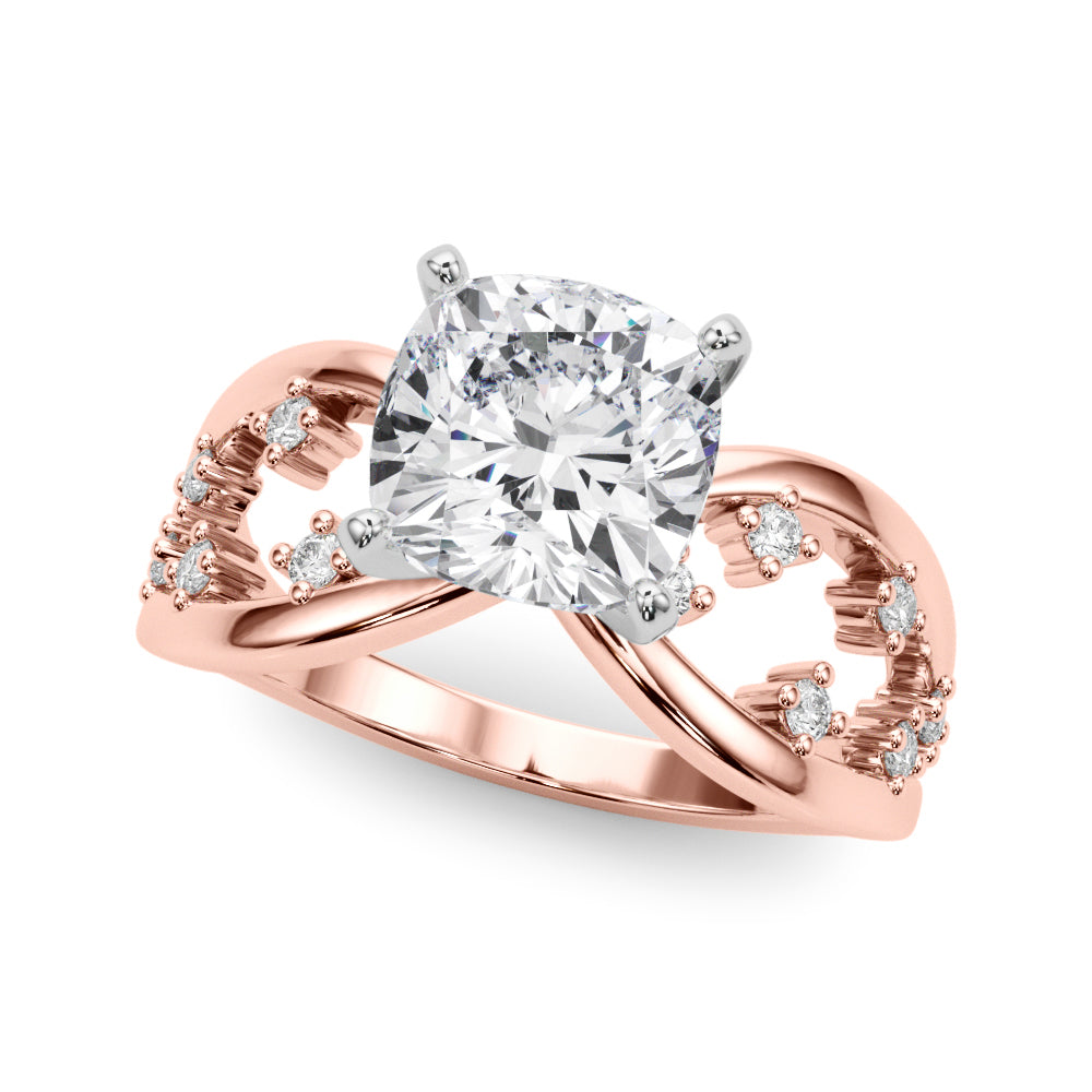 Bespoke Sidestone Round Diamond Engagement Ring in 10K/14K gold and platinum with certified lab-grown or natural diamonds