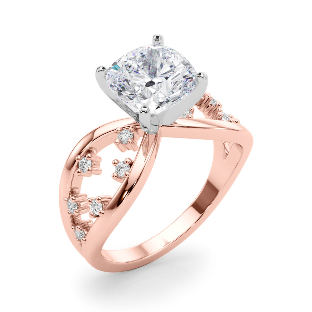 Bespoke Sidestone Round Diamond Engagement Ring in 10K/14K gold and platinum with certified lab-grown or natural diamonds