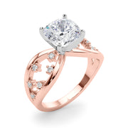Bespoke Sidestone Round Diamond Engagement Ring in 10K/14K gold and platinum with certified lab-grown or natural diamonds