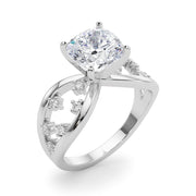 Bespoke Sidestone Round Diamond Engagement Ring in 10K/14K gold and platinum with certified lab-grown or natural diamonds