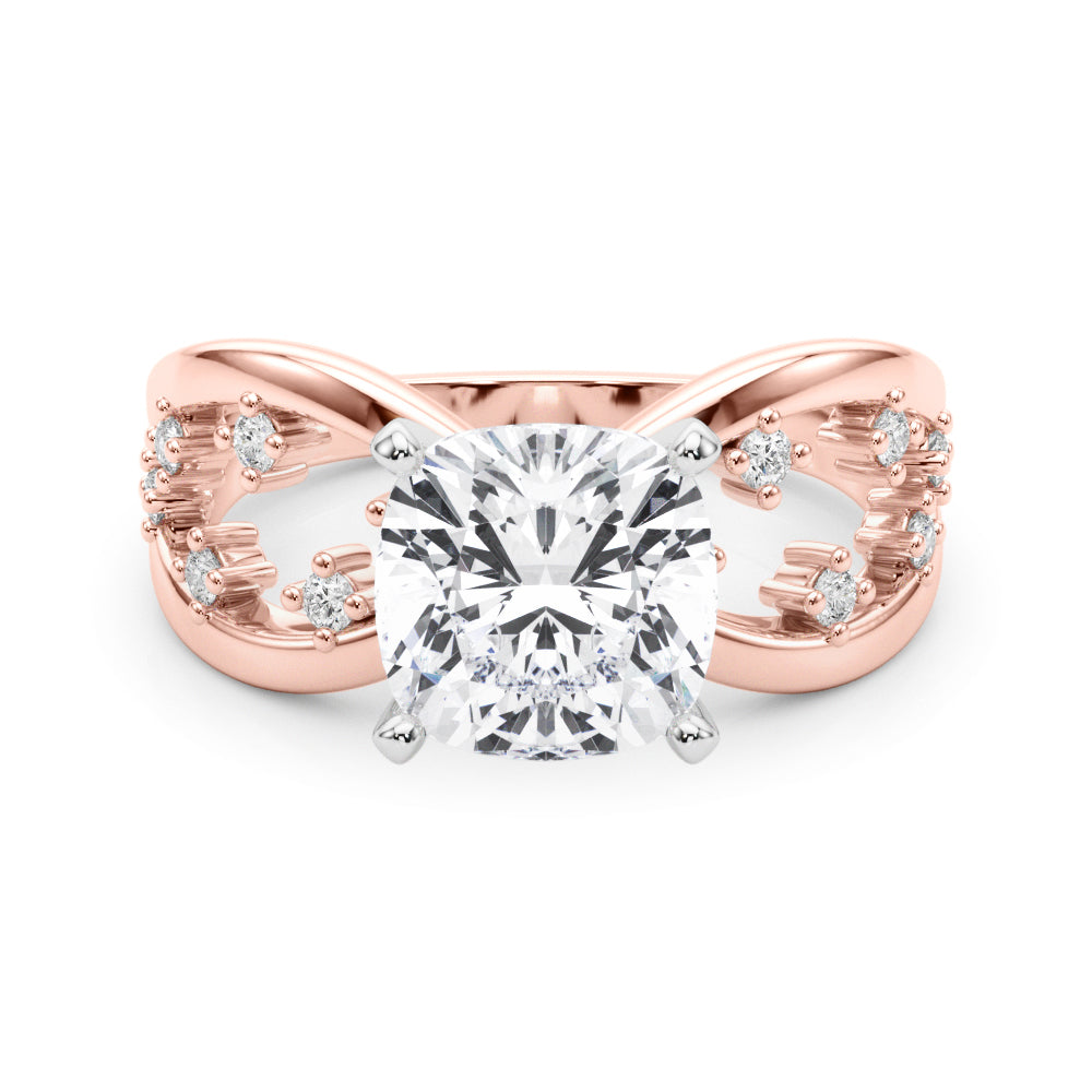 Bespoke Sidestone Round Diamond Engagement Ring in 10K/14K gold and platinum with certified lab-grown or natural diamonds