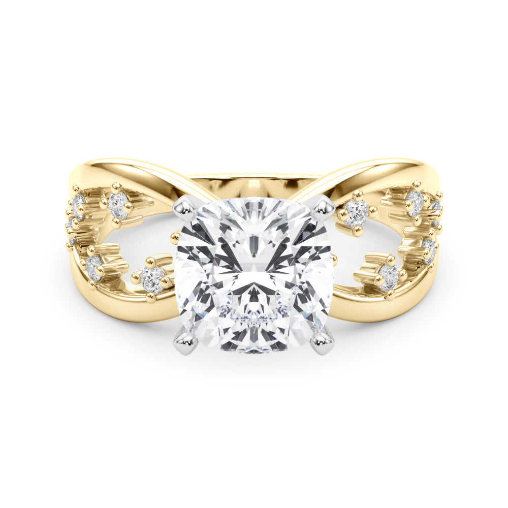 Bespoke Sidestone Round Diamond Engagement Ring in 10K/14K gold and platinum with certified lab-grown or natural diamonds