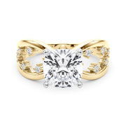 Bespoke Sidestone Round Diamond Engagement Ring in 10K/14K gold and platinum with certified lab-grown or natural diamonds