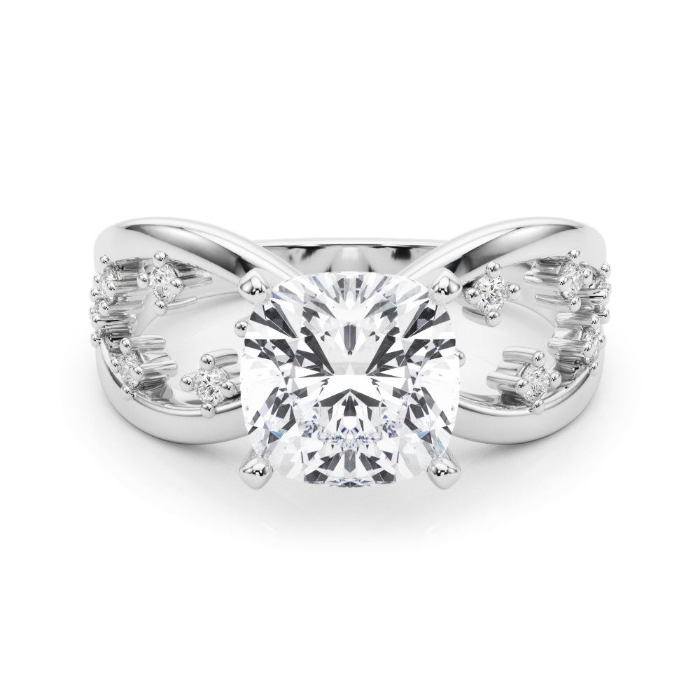 Bespoke Sidestone Round Diamond Engagement Ring in 10K/14K gold and platinum with certified lab-grown or natural diamonds