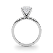 Bespoke Sidestone Round Diamond Engagement Ring in 10K/14K gold and platinum with certified lab-grown or natural diamonds
