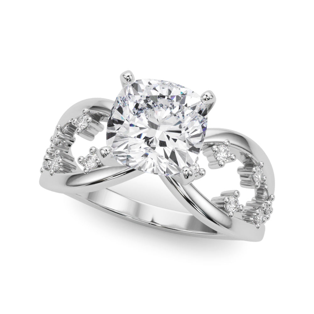 Bespoke Sidestone Round Diamond Engagement Ring in 10K/14K gold and platinum with certified lab-grown or natural diamonds