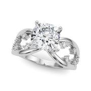 Bespoke Sidestone Round Diamond Engagement Ring in 10K/14K gold and platinum with certified lab-grown or natural diamonds