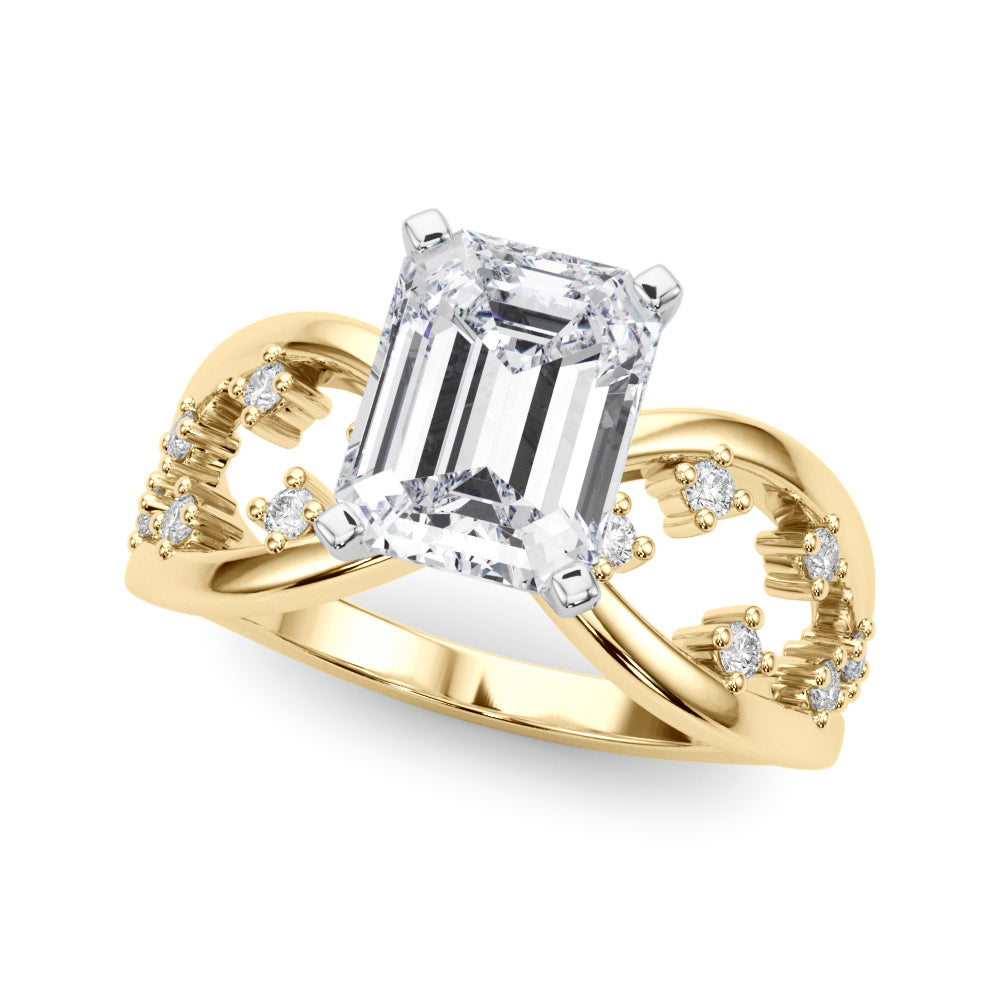 Bespoke Sidestone Round Diamond Engagement Ring in 10K/14K gold and platinum with certified lab-grown or natural diamonds