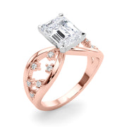 Bespoke Sidestone Round Diamond Engagement Ring in 10K/14K gold and platinum with certified lab-grown or natural diamonds