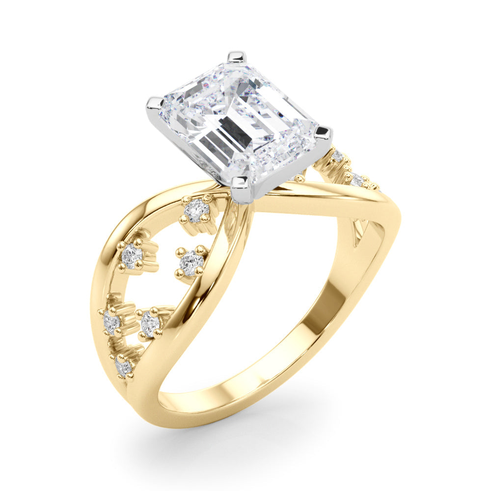 Bespoke Sidestone Round Diamond Engagement Ring in 10K/14K gold and platinum with certified lab-grown or natural diamonds