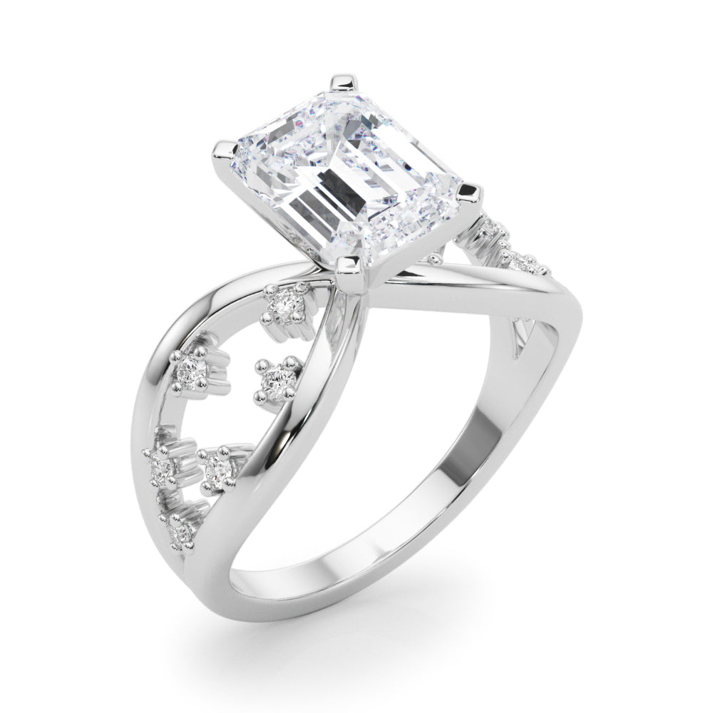 Bespoke Sidestone Round Diamond Engagement Ring in 10K/14K gold and platinum with certified lab-grown or natural diamonds
