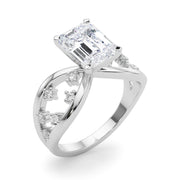 Bespoke Sidestone Round Diamond Engagement Ring in 10K/14K gold and platinum with certified lab-grown or natural diamonds