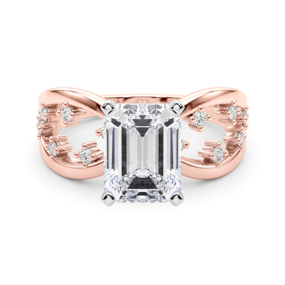 Bespoke Sidestone Round Diamond Engagement Ring in 10K/14K gold and platinum with certified lab-grown or natural diamonds
