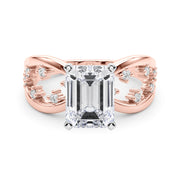Bespoke Sidestone Round Diamond Engagement Ring in 10K/14K gold and platinum with certified lab-grown or natural diamonds