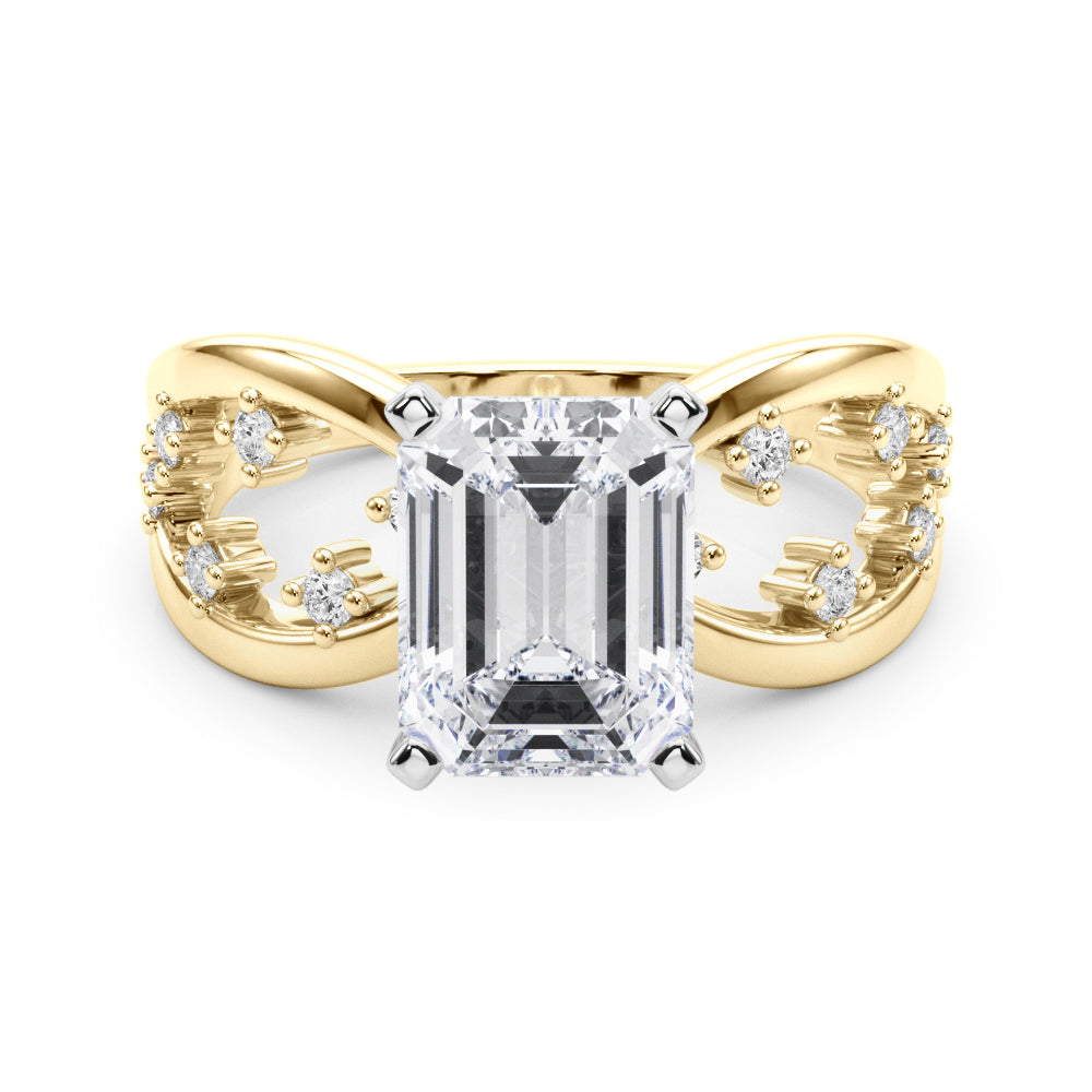 Bespoke Sidestone Round Diamond Engagement Ring in 10K/14K gold and platinum with certified lab-grown or natural diamonds