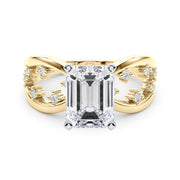 Bespoke Sidestone Round Diamond Engagement Ring in 10K/14K gold and platinum with certified lab-grown or natural diamonds