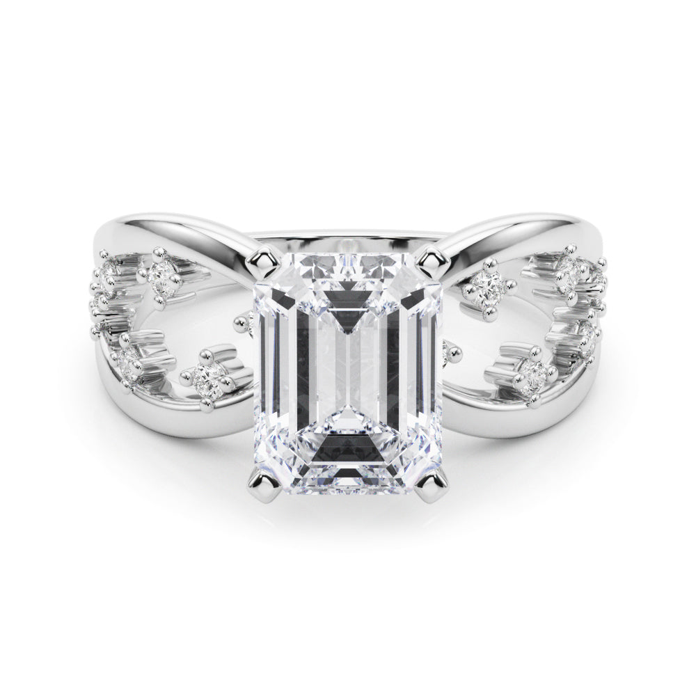 Bespoke Sidestone Round Diamond Engagement Ring in 10K/14K gold and platinum with certified lab-grown or natural diamonds