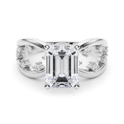 Bespoke Sidestone Round Diamond Engagement Ring in 10K/14K gold and platinum with certified lab-grown or natural diamonds