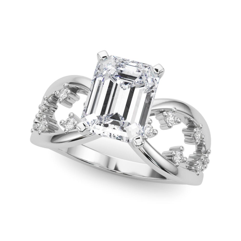 Bespoke Sidestone Round Diamond Engagement Ring in 10K/14K gold and platinum with certified lab-grown or natural diamonds
