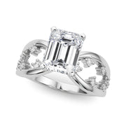Bespoke Sidestone Round Diamond Engagement Ring in 10K/14K gold and platinum with certified lab-grown or natural diamonds