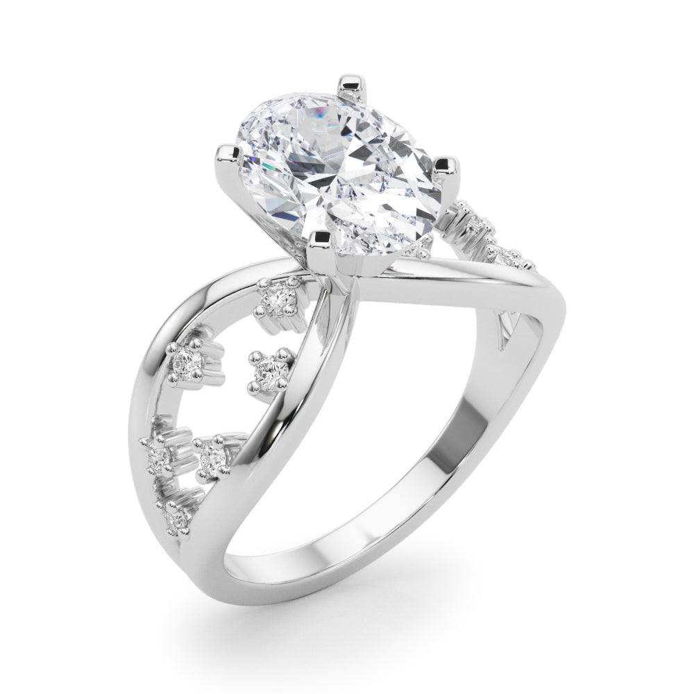 Bespoke Sidestone Round Diamond Engagement Ring in 10K/14K gold and platinum with certified lab-grown or natural diamonds