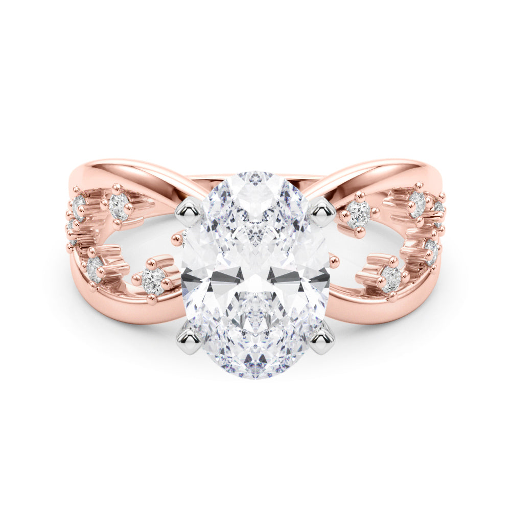 Bespoke Sidestone Round Diamond Engagement Ring in 10K/14K gold and platinum with certified lab-grown or natural diamonds
