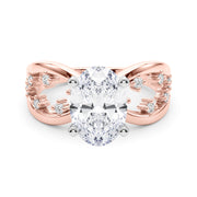 Bespoke Sidestone Round Diamond Engagement Ring in 10K/14K gold and platinum with certified lab-grown or natural diamonds