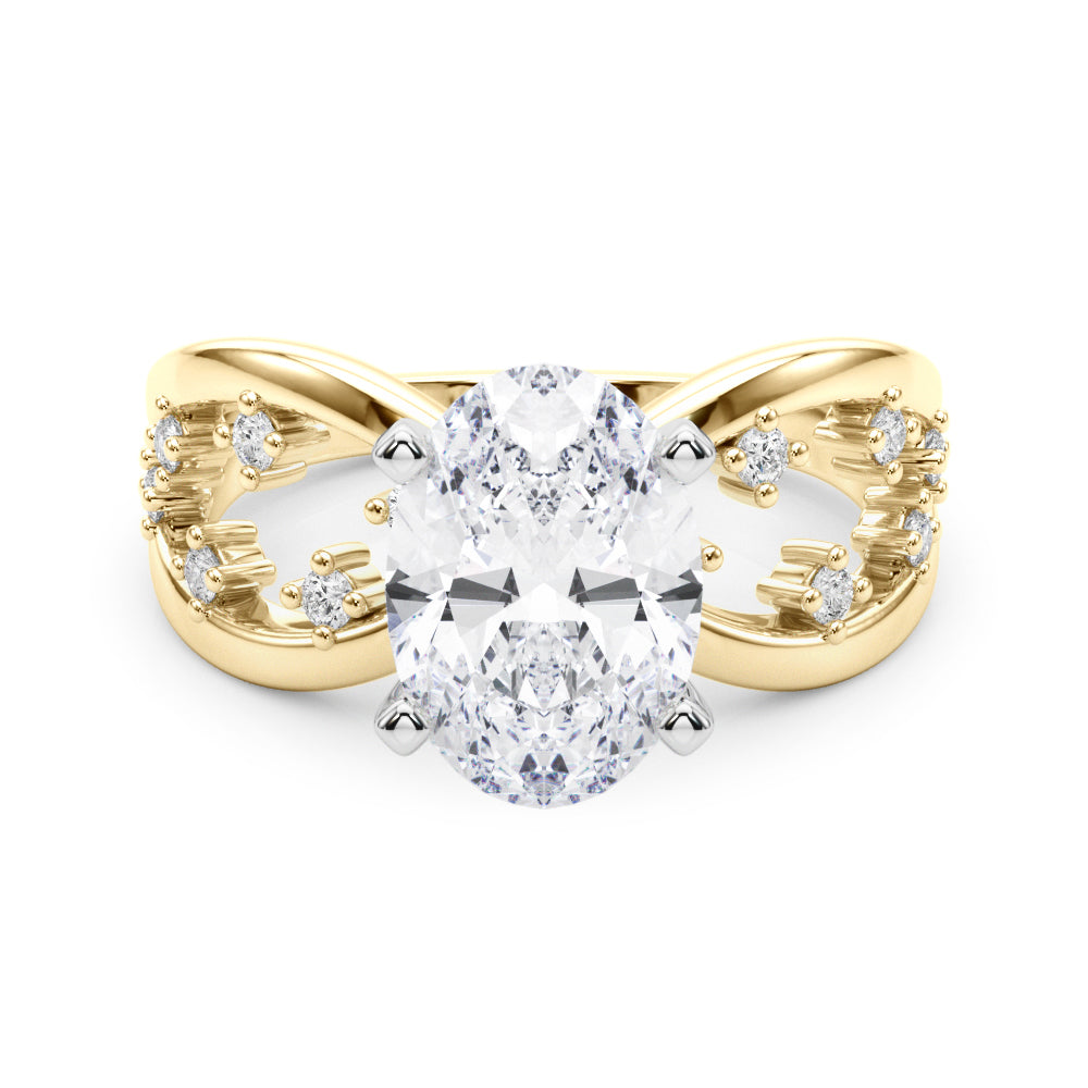 Bespoke Sidestone Round Diamond Engagement Ring in 10K/14K gold and platinum with certified lab-grown or natural diamonds