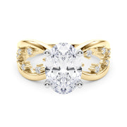 Bespoke Sidestone Round Diamond Engagement Ring in 10K/14K gold and platinum with certified lab-grown or natural diamonds