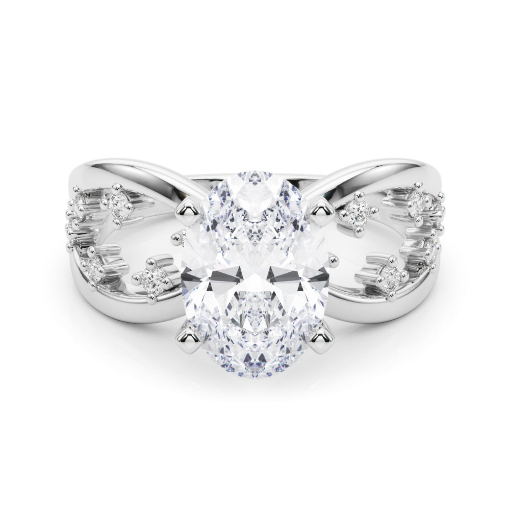 Bespoke Sidestone Round Diamond Engagement Ring in 10K/14K gold and platinum with certified lab-grown or natural diamonds
