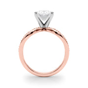Bespoke Sidestone Round Diamond Engagement Ring in 10K/14K gold and platinum with certified lab-grown or natural diamonds