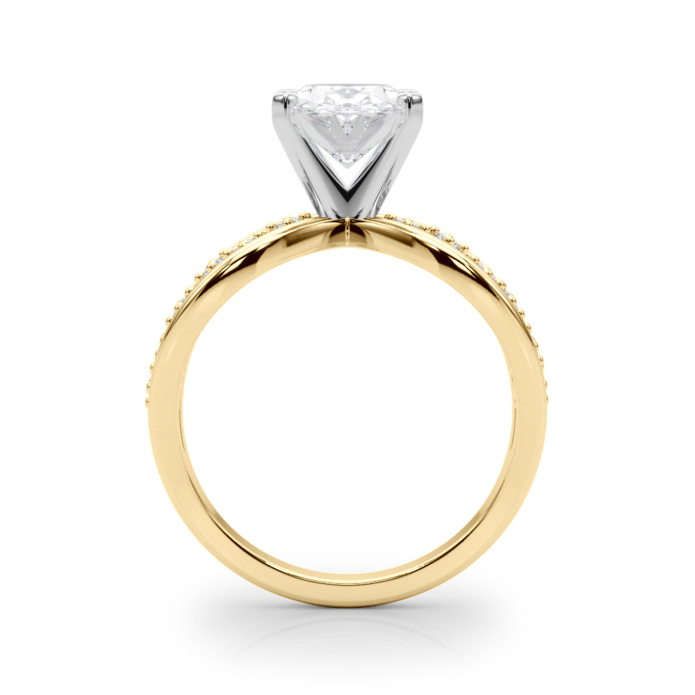Bespoke Sidestone Round Diamond Engagement Ring in 10K/14K gold and platinum with certified lab-grown or natural diamonds