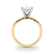 Bespoke Sidestone Round Diamond Engagement Ring in 10K/14K gold and platinum with certified lab-grown or natural diamonds