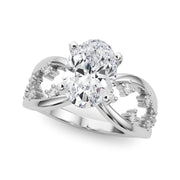 Bespoke Sidestone Round Diamond Engagement Ring in 10K/14K gold and platinum with certified lab-grown or natural diamonds