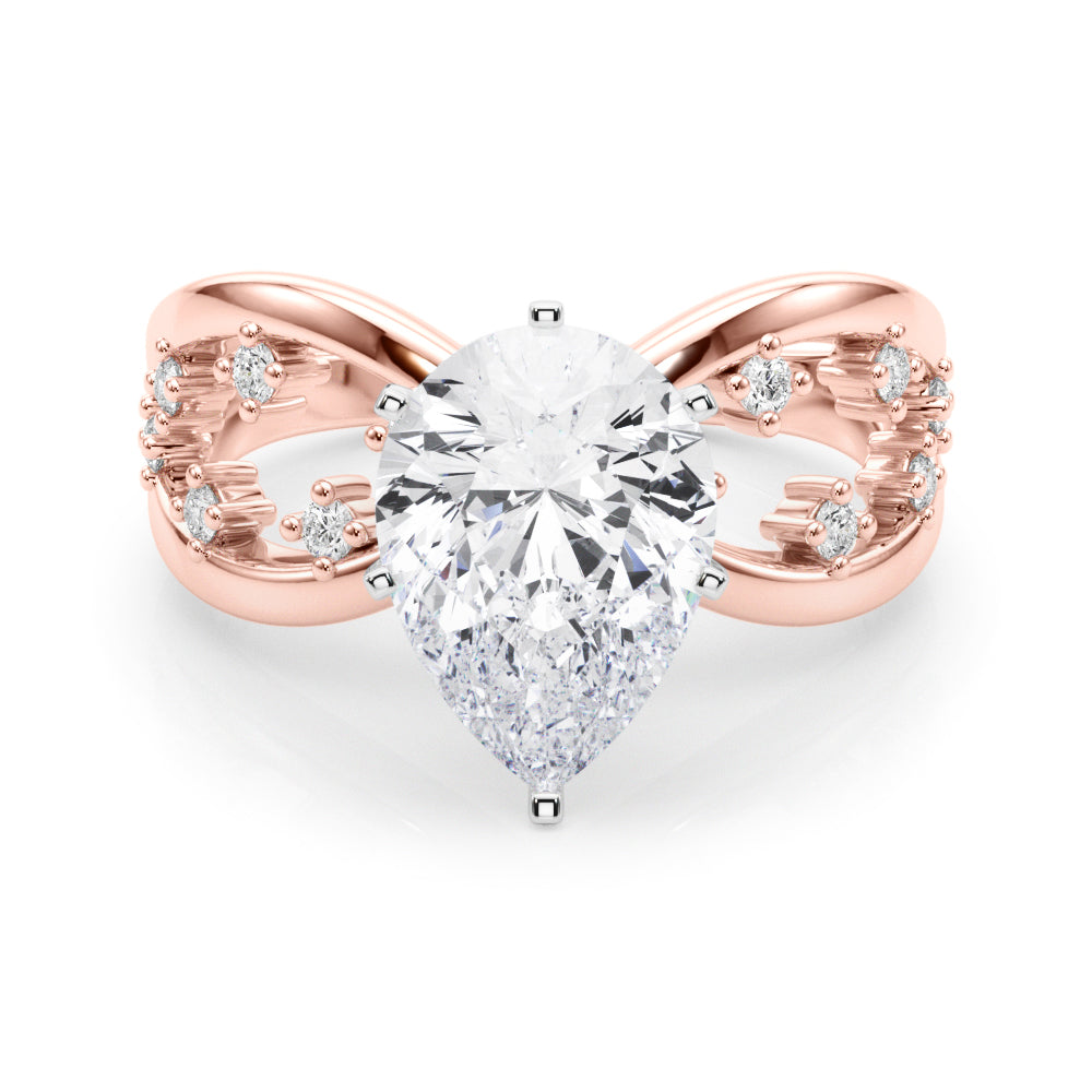 Bespoke Sidestone Round Diamond Engagement Ring in 10K/14K gold and platinum with certified lab-grown or natural diamonds