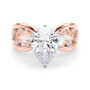 Bespoke Sidestone Round Diamond Engagement Ring in 10K/14K gold and platinum with certified lab-grown or natural diamonds