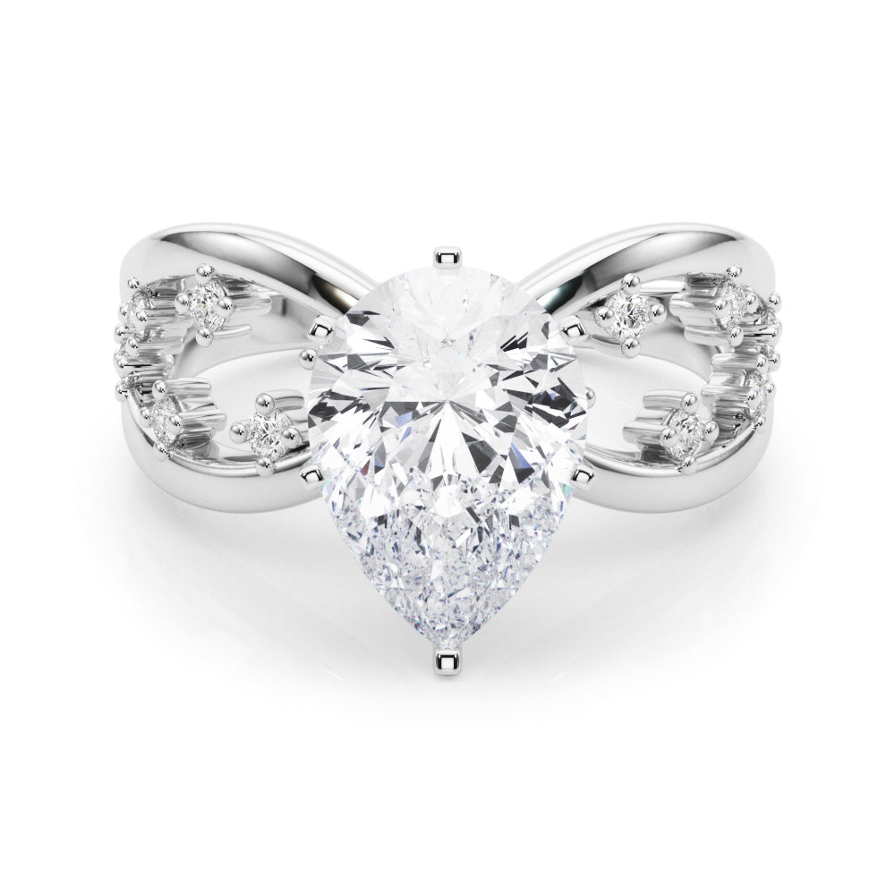 Bespoke Sidestone Round Diamond Engagement Ring in 10K/14K gold and platinum with certified lab-grown or natural diamonds
