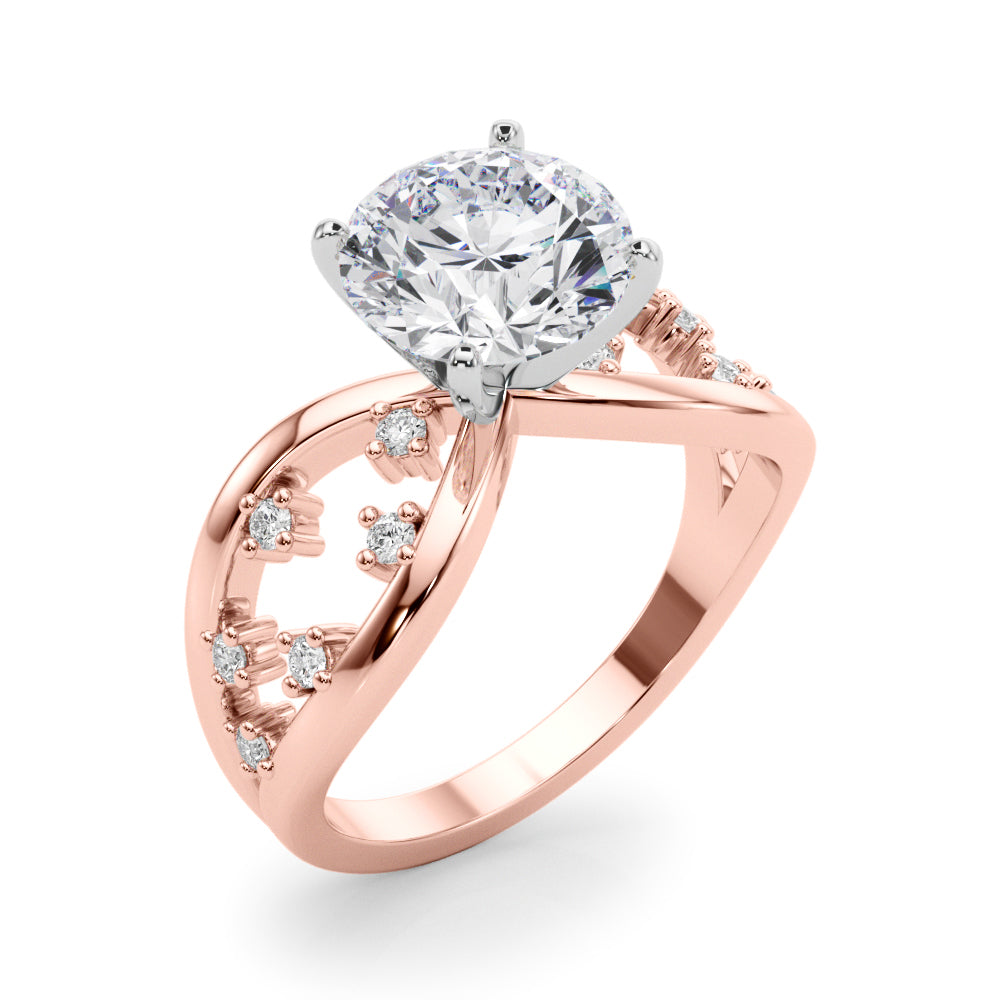 Bespoke Sidestone Round Diamond Engagement Ring in 10K/14K gold and platinum with certified lab-grown or natural diamonds