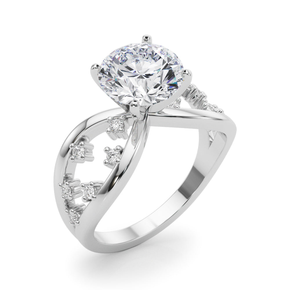 Bespoke Sidestone Round Diamond Engagement Ring in 10K/14K gold and platinum with certified lab-grown or natural diamonds