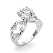 Bespoke Sidestone Round Diamond Engagement Ring in 10K/14K gold and platinum with certified lab-grown or natural diamonds