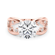 Bespoke Sidestone Round Diamond Engagement Ring in 10K/14K gold and platinum with certified lab-grown or natural diamonds